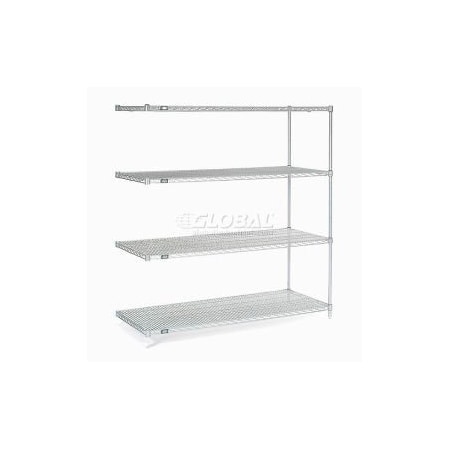 Global Equipment Nexelate    Silver Epoxy Wire Shelving Add-On 60"W x 36"D x 63"H A36606EP